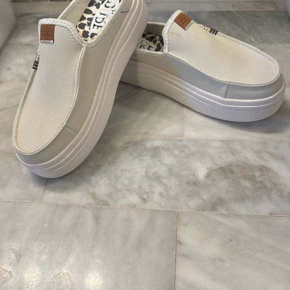 White Hey Dude Slip-On Platform Sneakers - Picture 6 of 6